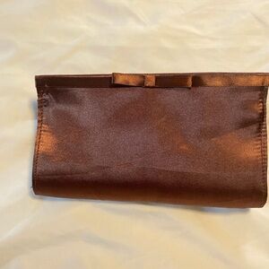 Elegant Brown Satin Clutch/Cosmetic Bag
